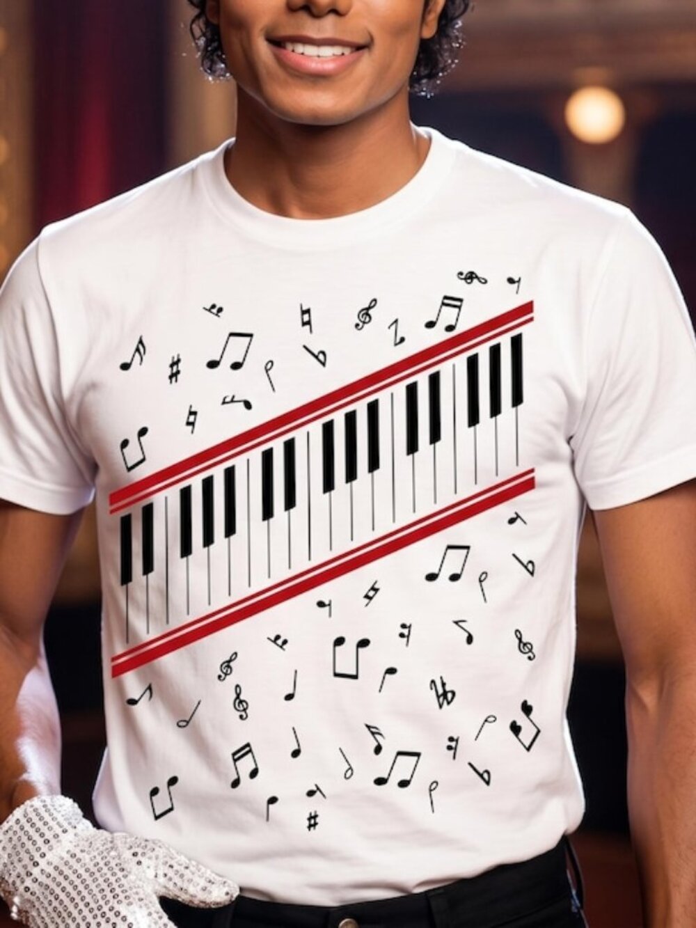 Michael Jackson Beat It Piano Keys T Shirt, King of Pop Music Tee